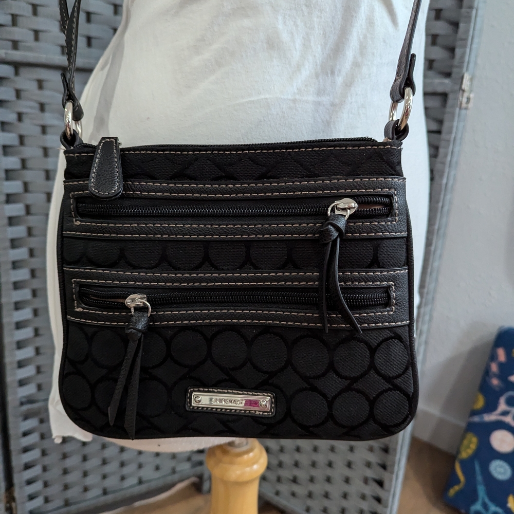 Nine West Black Crossbody Bag with Silver Accents